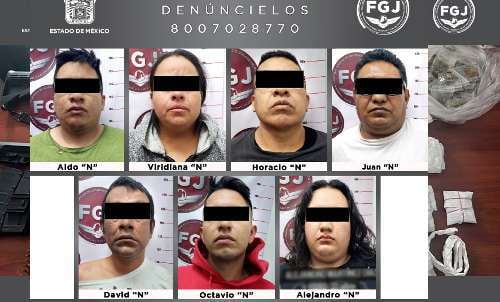 Siete personas detenidas con droga y armas en Coacalco